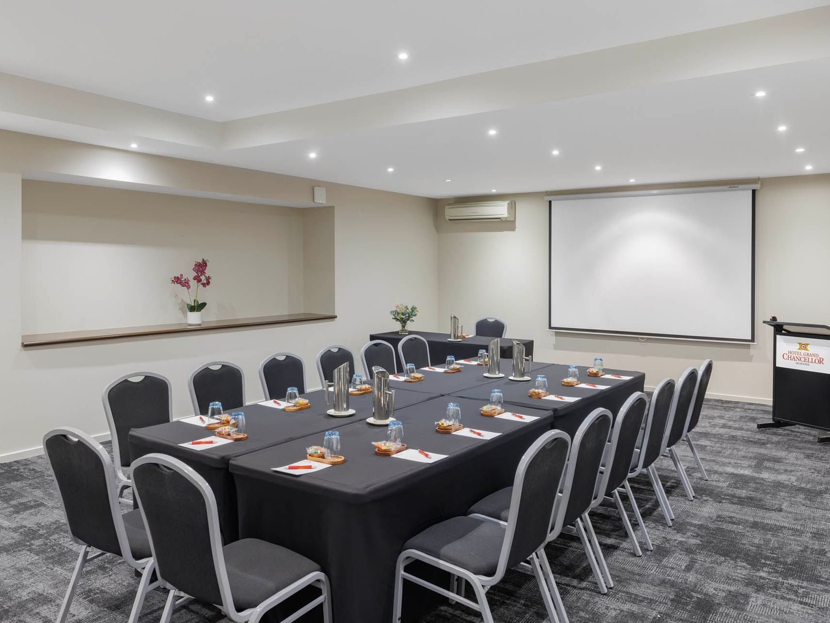 Conference set-up in a venue at Grand Chancellor Melbourne