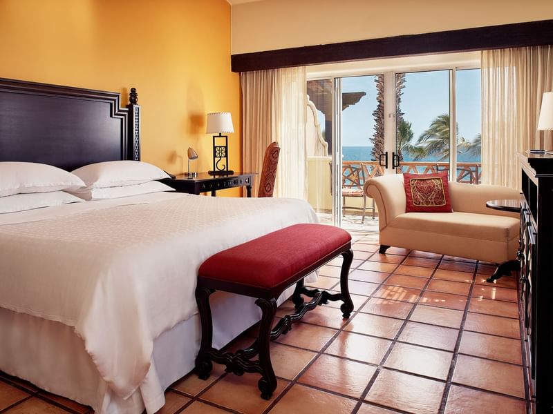 Baja King Oceanfront Guest Room's comfy bed and sofa bed