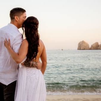 Portrait of Couple by the beach near Casa Dorada Los Cabos