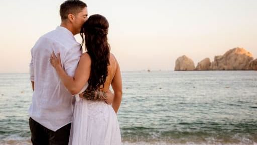 Portrait of Couple by the beach near Casa Dorada Los Cabos