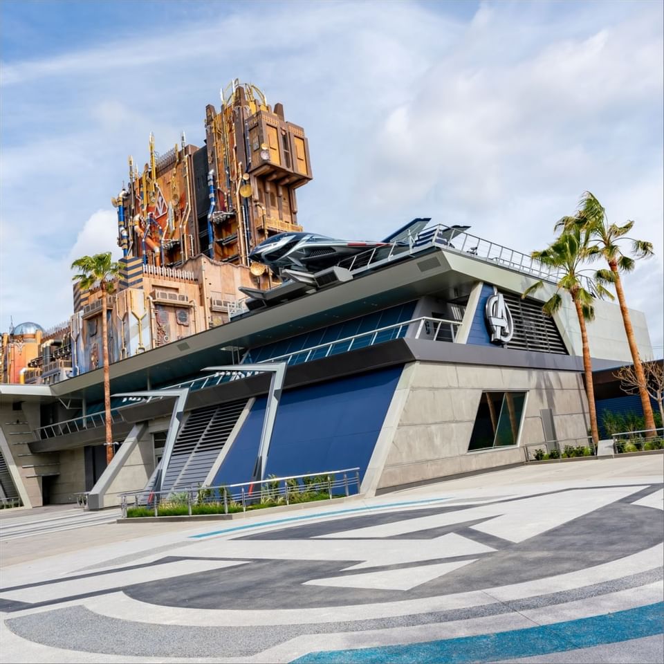 Low angle shot of Disneyland near Anaheim Hotel during daytime