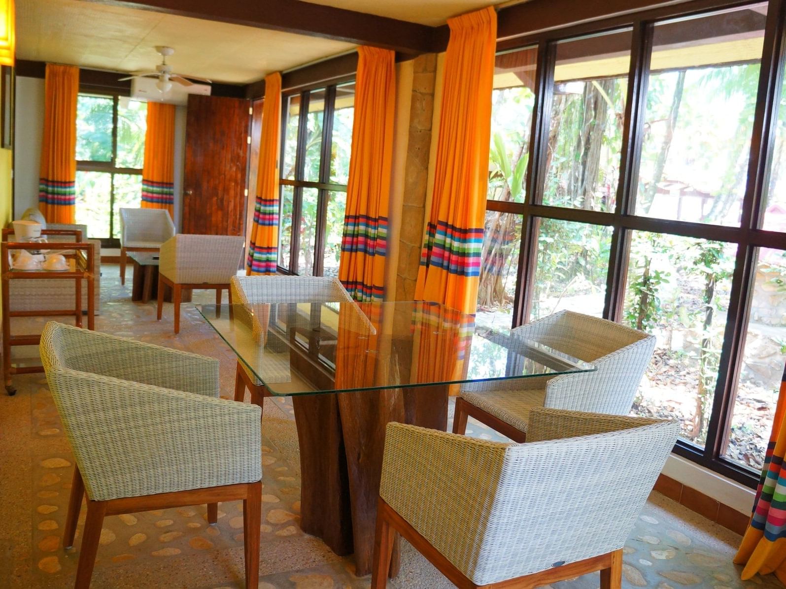 a table and chairs at a resort