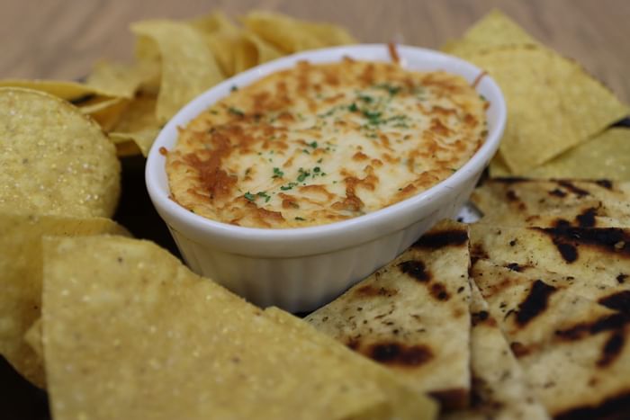 Crab dip plate served in Harbour City Bar at Hotel Halifax