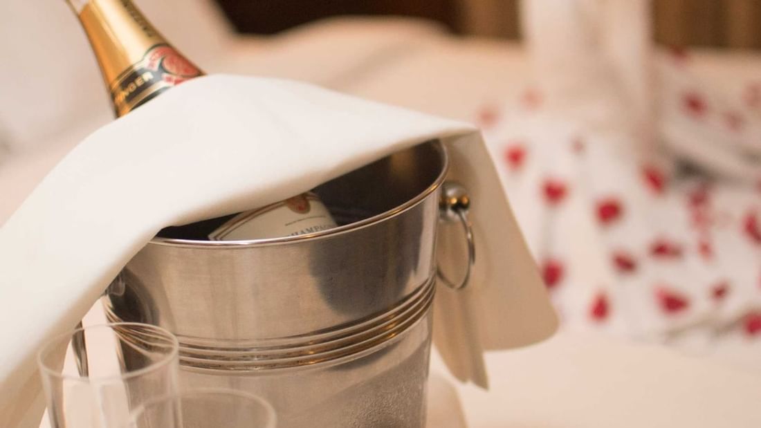 Close-up of Champagne on ice for a honeymooner at Sunway Hotel Phnom Penh