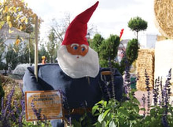 Santa Claus statue view in Scarecrow Fest at Marv Herzog Hotel