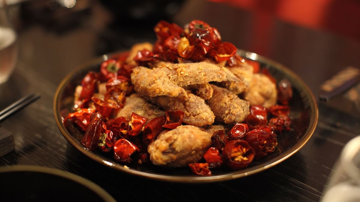 Close-up of a served dish in Spice Temple at Crown Melbourne