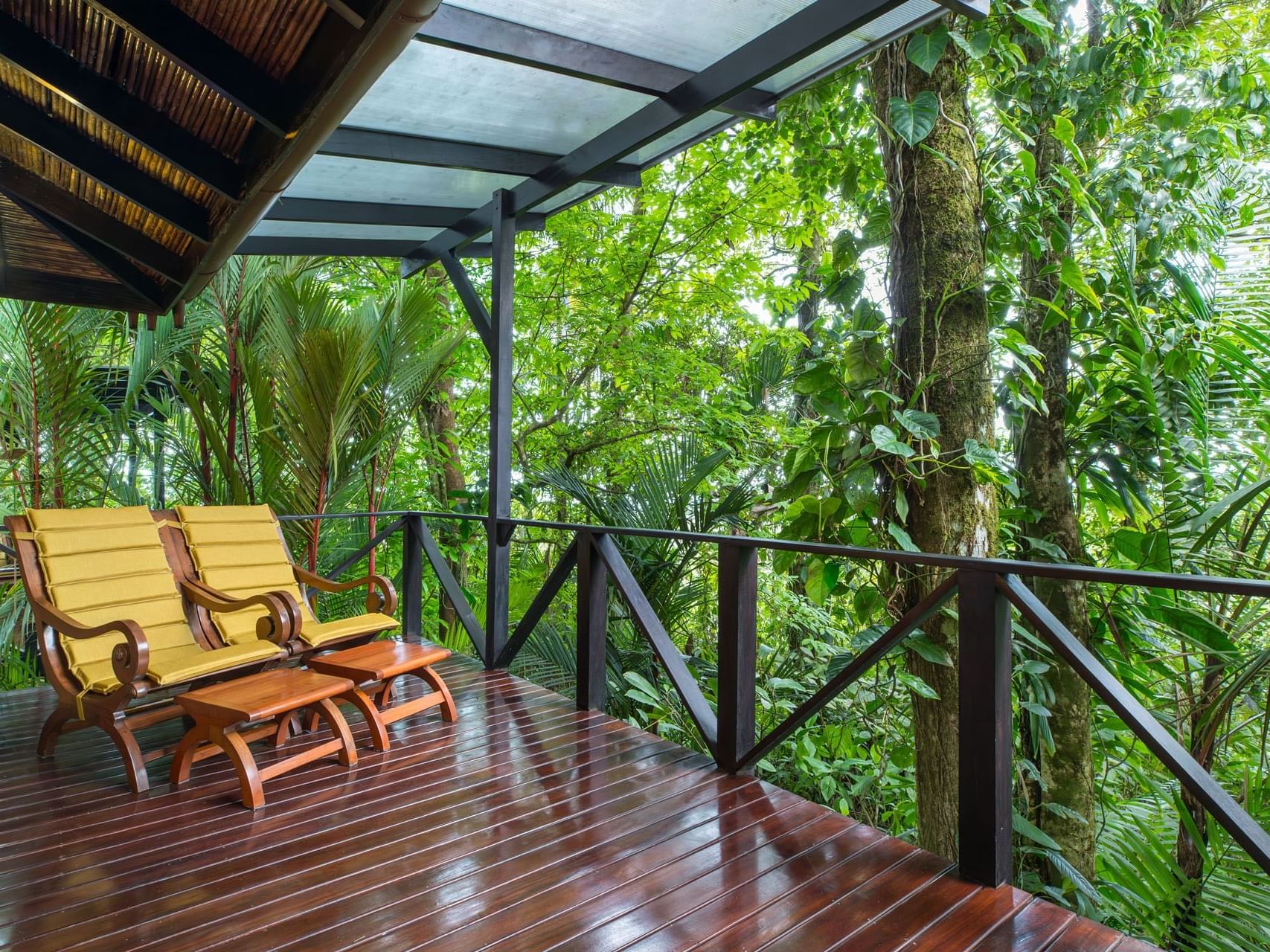 Forest View Casita Queen Beds balcony at Hideaway Rio Celeste