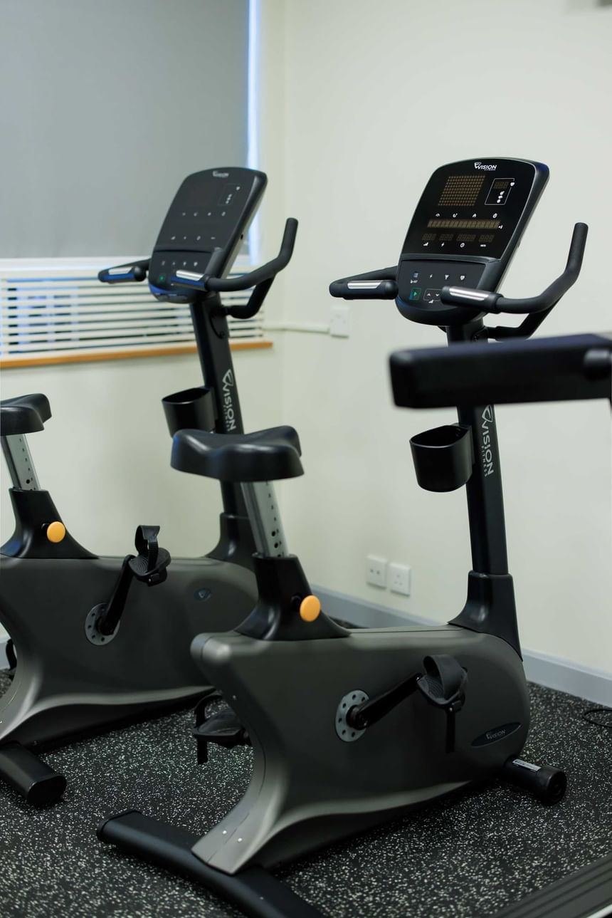 Exercise machines in a Fitness center at Park Hotel Hong Kong