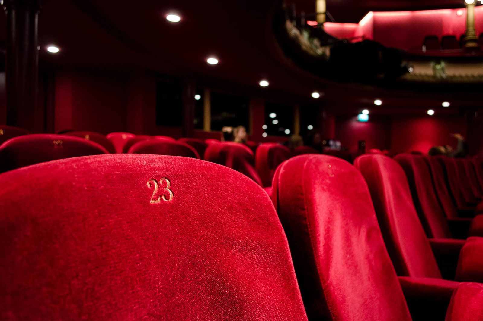 Close-up on rows of seats in the theater near The Grove Hotel