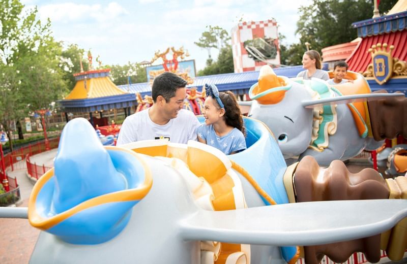 People enjoying the Flying Elephany Ride at Magic Kingdom near Lake Buena Vista Resort Village & Spa