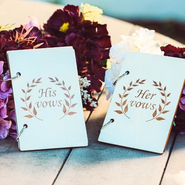 Wedding vow booklets for the bride and groom