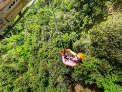woman ziplining