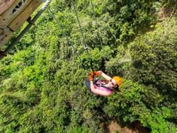 woman ziplining