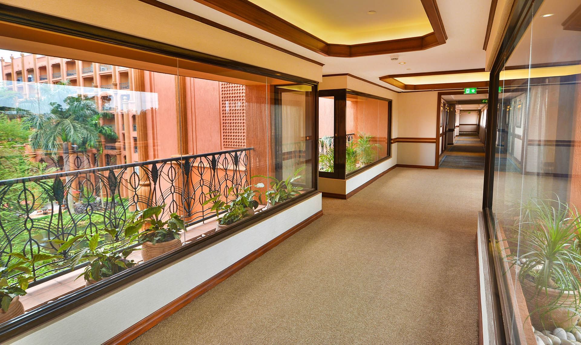 Interior of a hallway at Kampala Serena Hotel