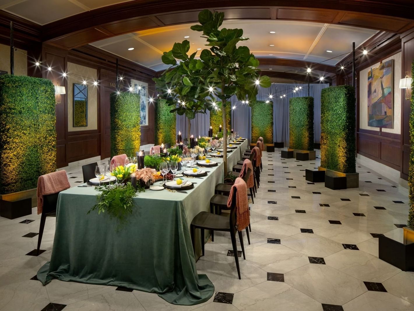 Special dinner table arranged in Ballroom Foyer, Townsend Hotel