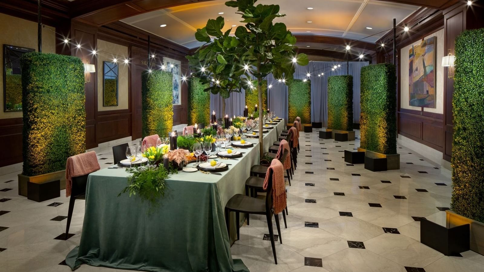 Special dinner table arranged in Ballroom Foyer, Townsend Hotel
