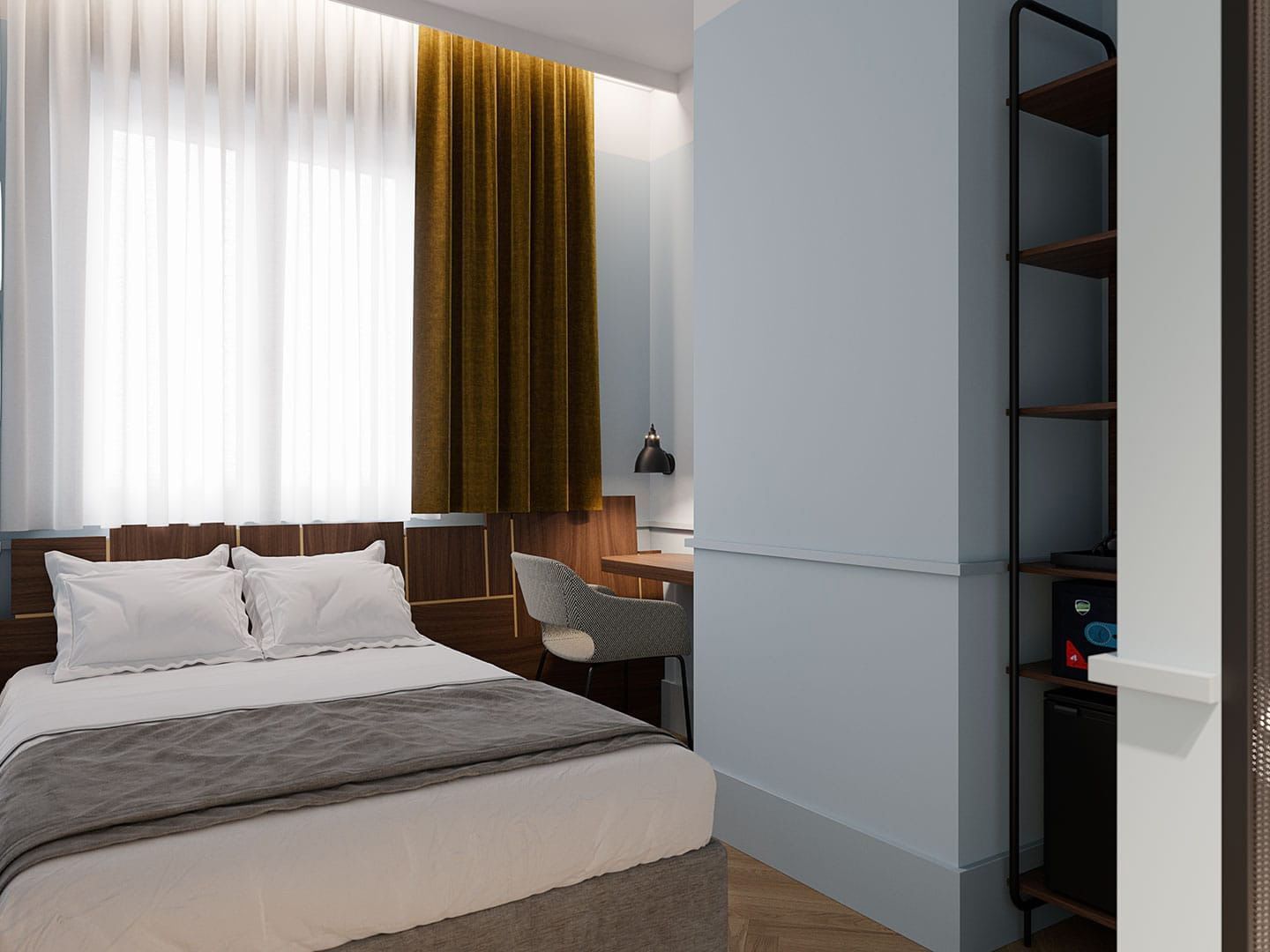 King bed in La Mini Singola room at Urban Hive Hotel Milan