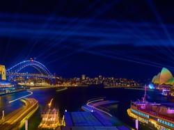 Night view of Sydney city with lightings near Amora Hotel