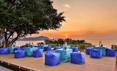 Restaurant of U PATTAYA with view of sea at sunset at U Hotels