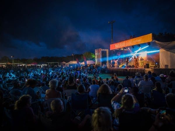 Crowd of people at music festival