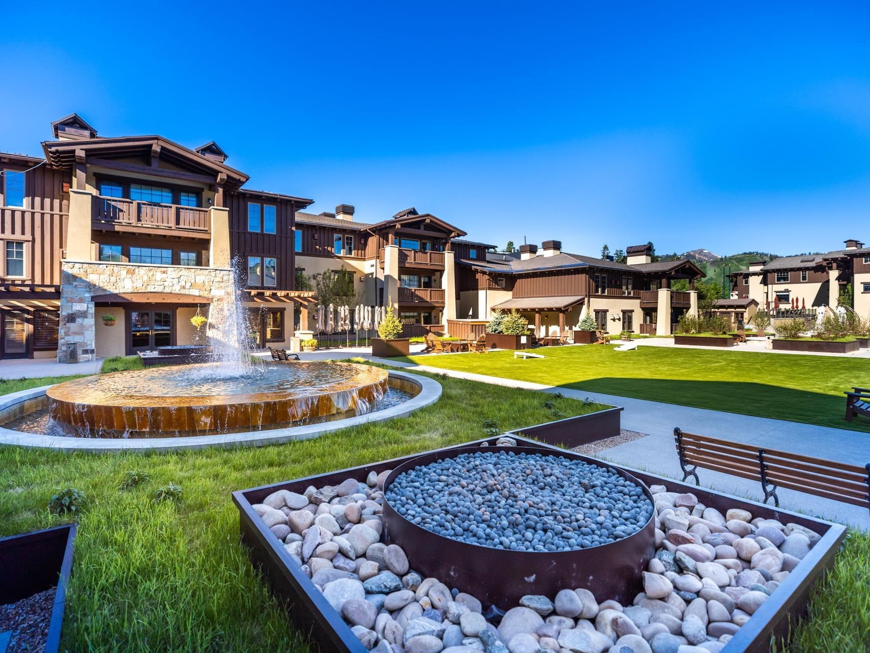 Outdoor Courtyard with water fountain at Chateaux Deer Valley