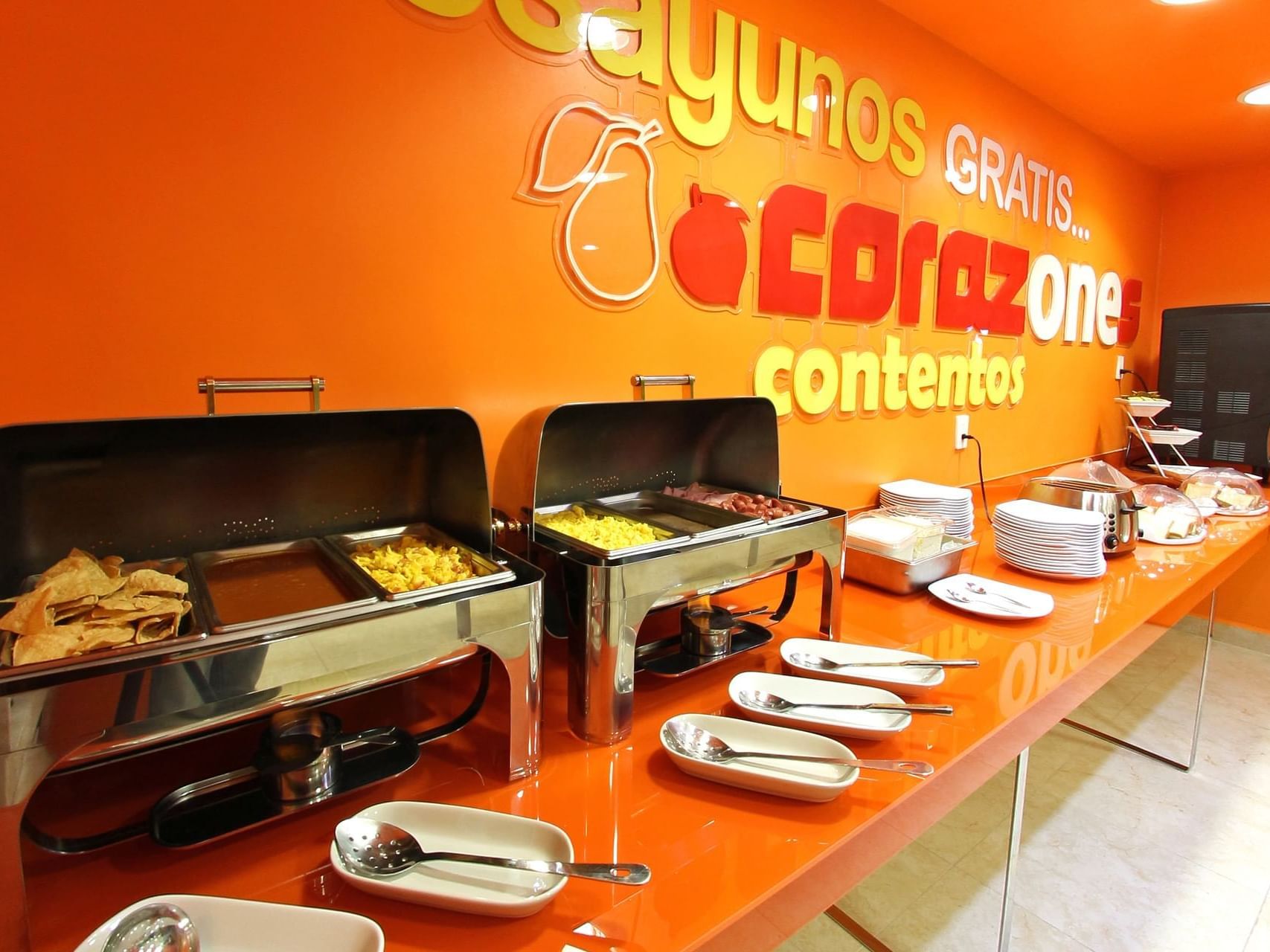 Served dishes in a restaurant buffet at One Hotels