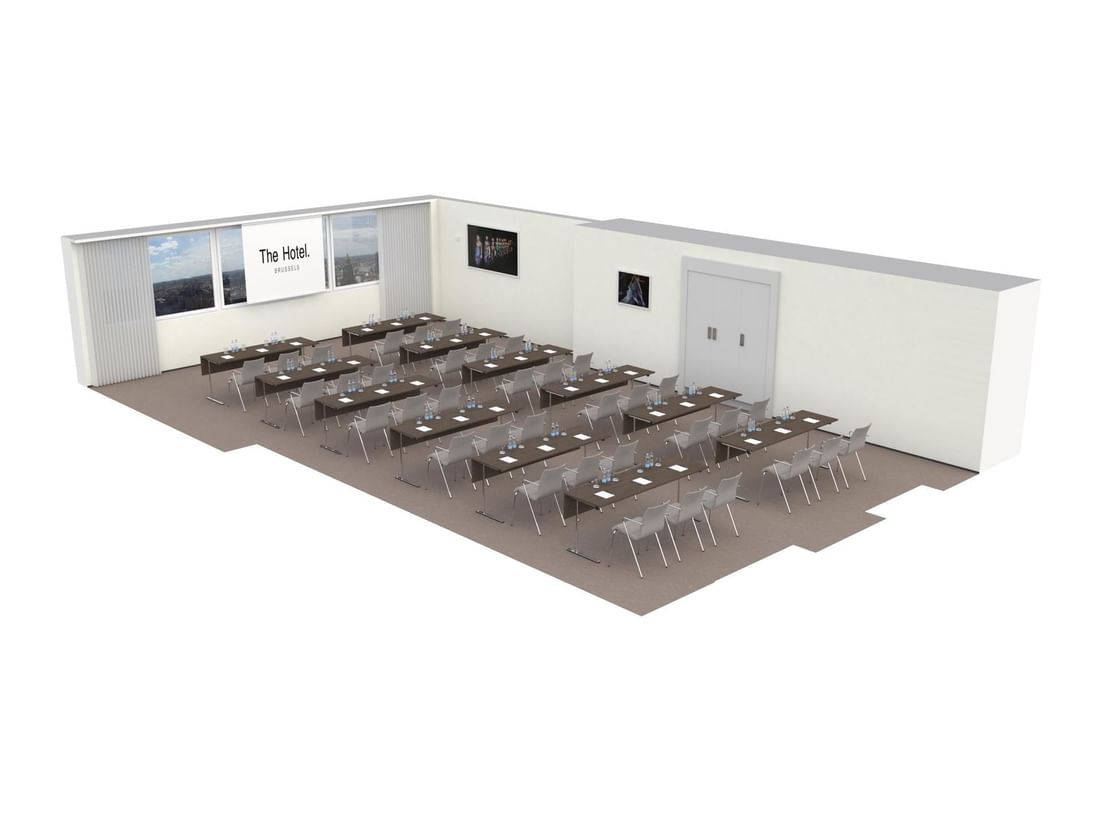 3D plan of Meet 26 One meeting room at The Hotel Brussels