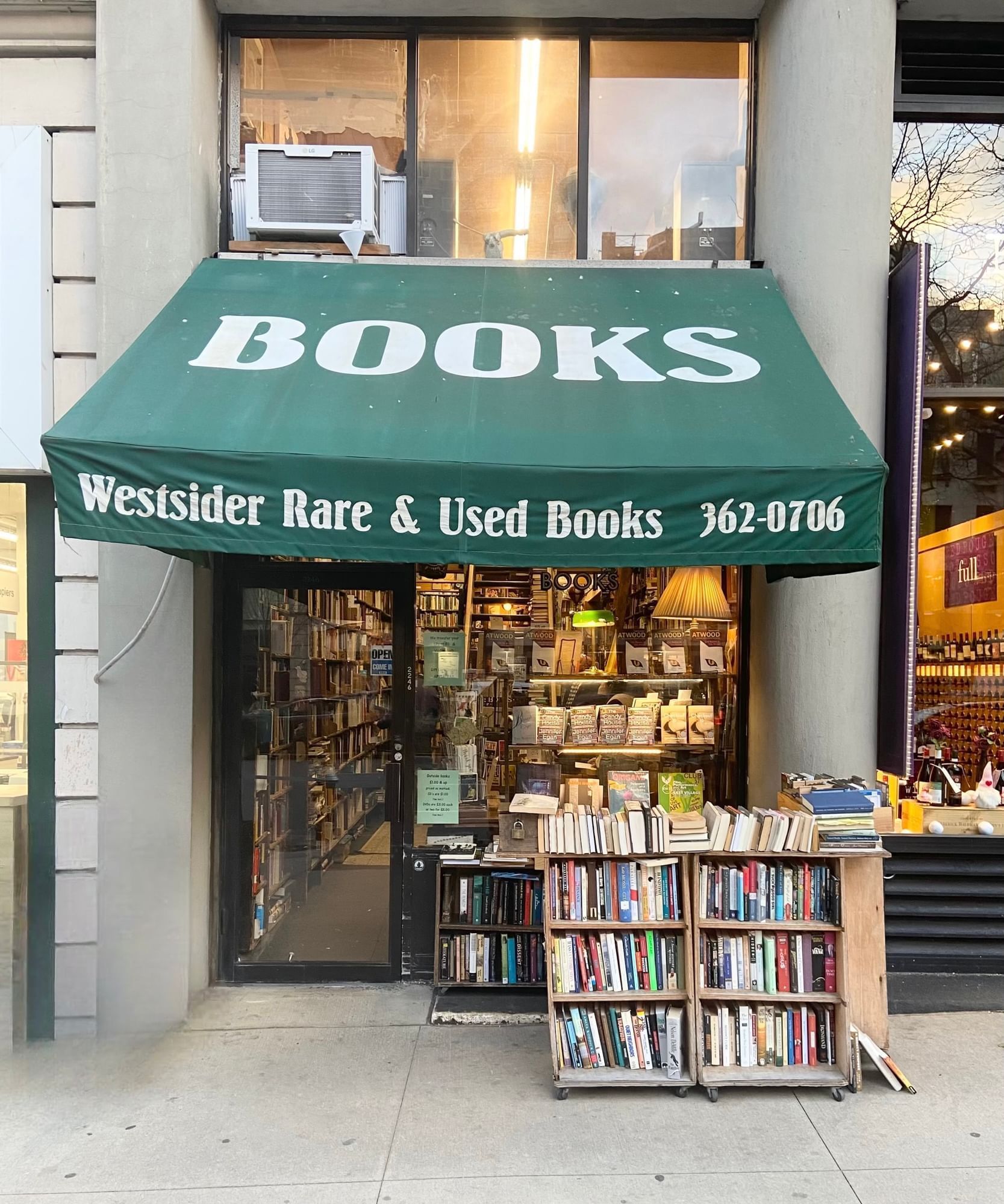 Westsider Rare & Used Books shop front near ArtHouse Hotel