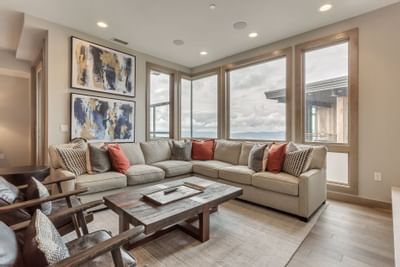 Living room with a modern interior in an apartment at Stein Eriksen Residences