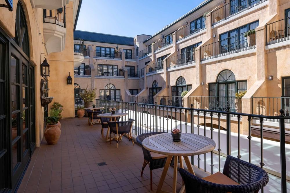 an outdoor space at el PRADO, facing the inner courtyard