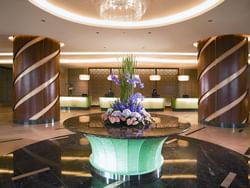 Floral arrangements in the lobby at Gardens hotels & Residences