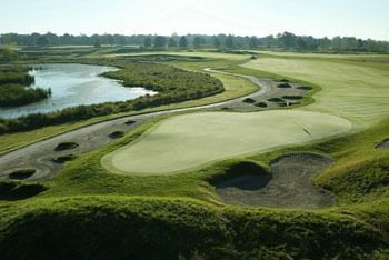 A lake in Birck Boilermaker Golf Complex near The Whittaker Inn