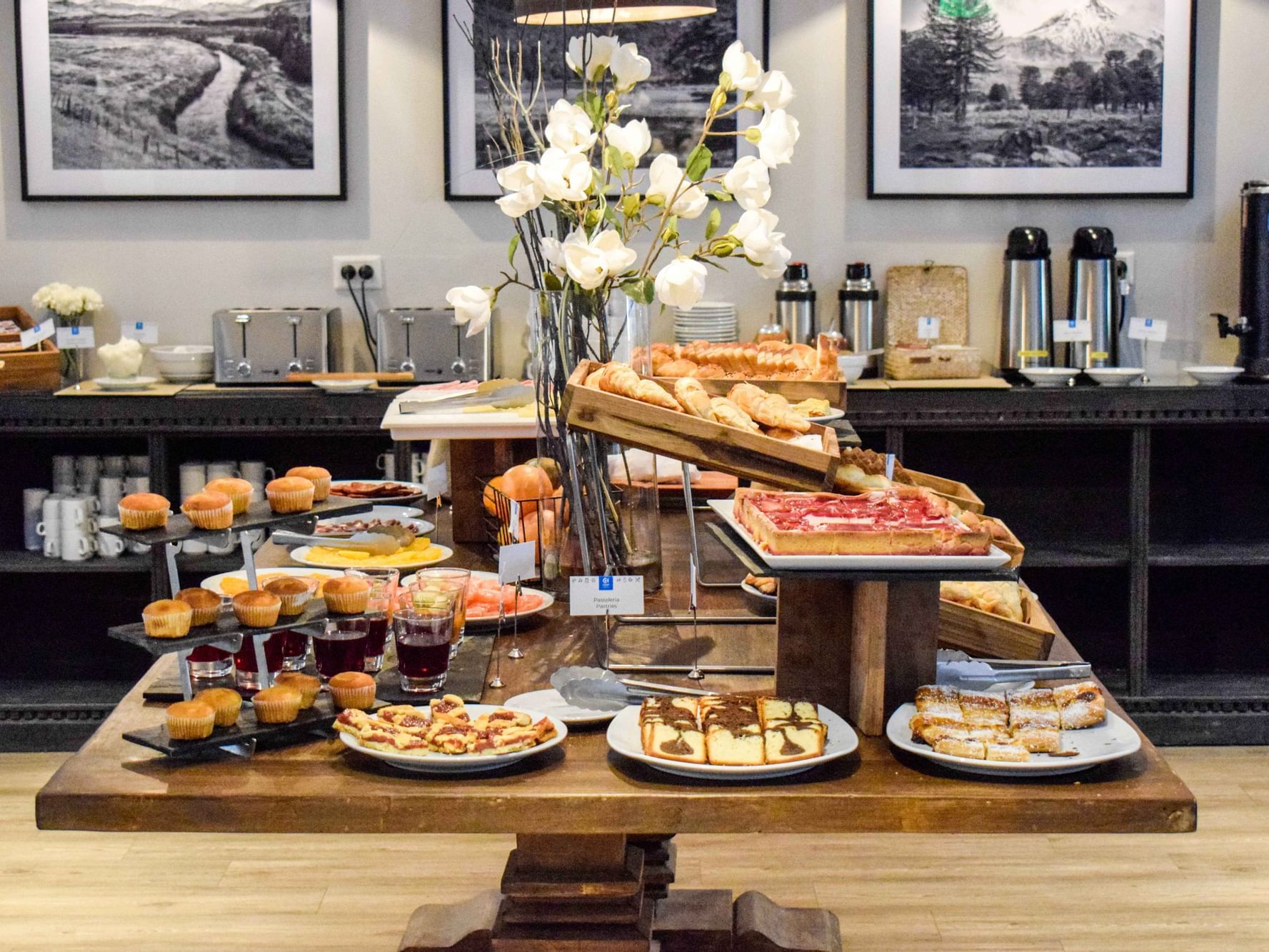 A Display of breakfast options in a Restaurant at DOT Hotels