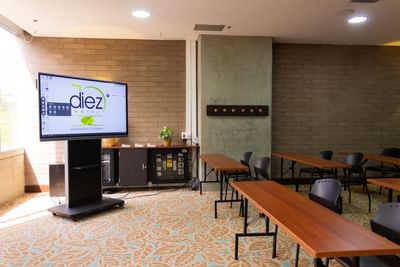 Classroom set-up with LED TV at Diez Hotel Categoría