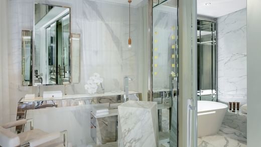 Interior of Charleston Suite bathroom at Paramount Hotel Dubai