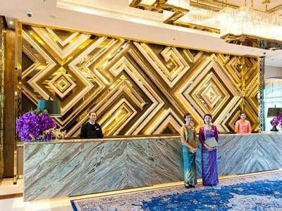 Interior of a Reception area at Chatrium Royal Lake Yangon