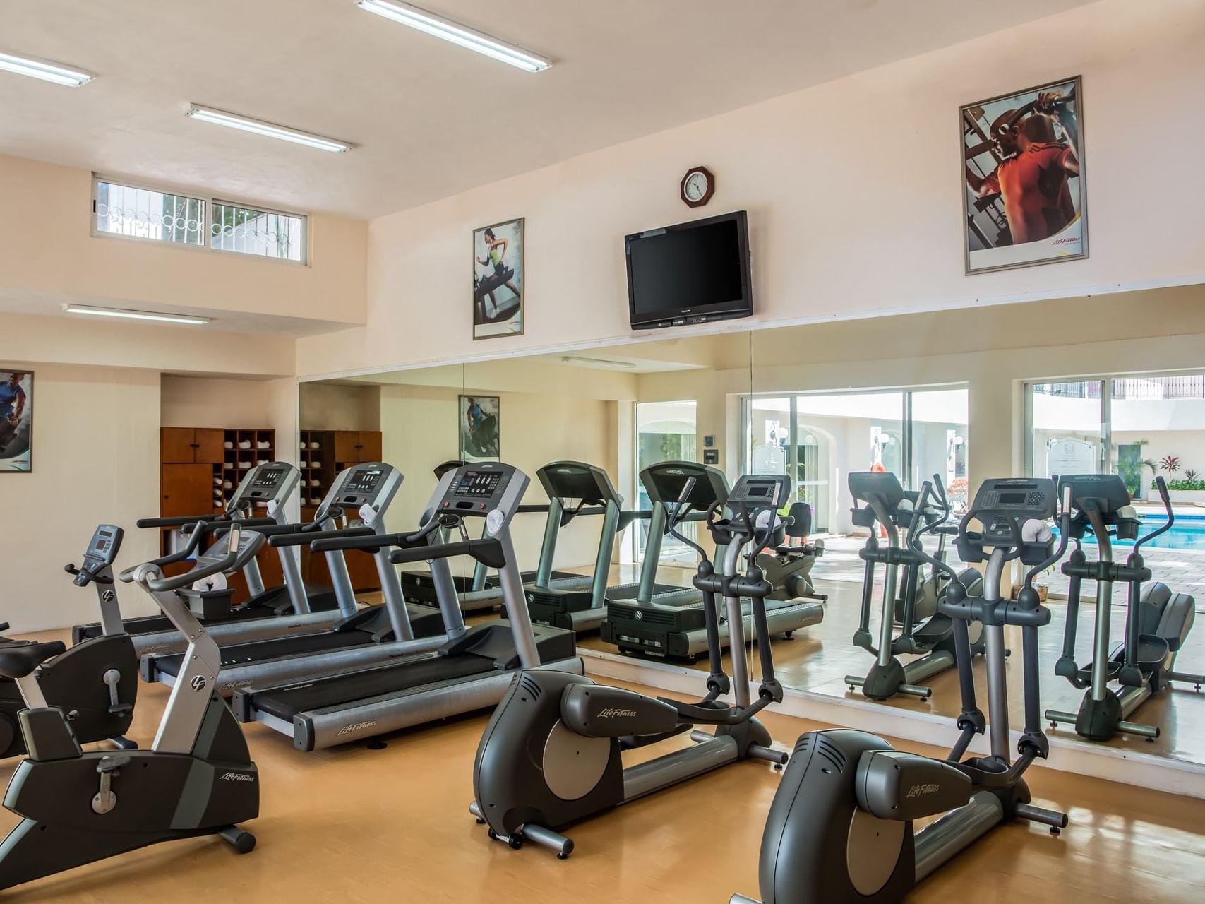 Exercise machines in the fitness center at Gamma Hotels