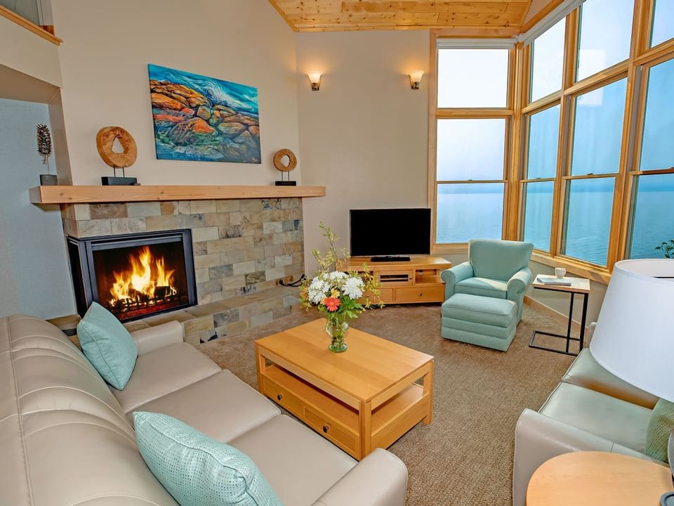 TV & Sofa in Two Bedroom Townhome living area at Bluefin Bay