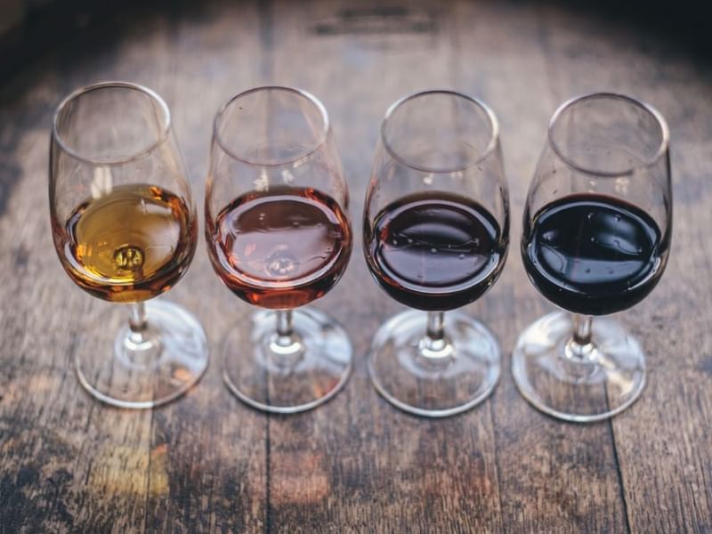 4 glasses of wine for wine testing at Falkensteiner Hotels