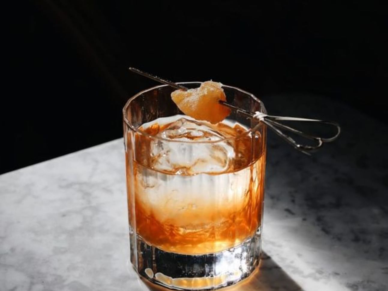 Closeup of a cocktail in Mansion Nightclub at Paradox Resort