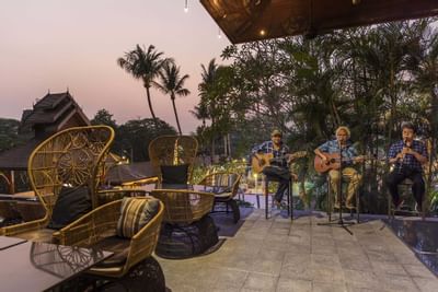 Sunset view of Lobby Lounge at Chatrium Hotel Royal Lake Yangon