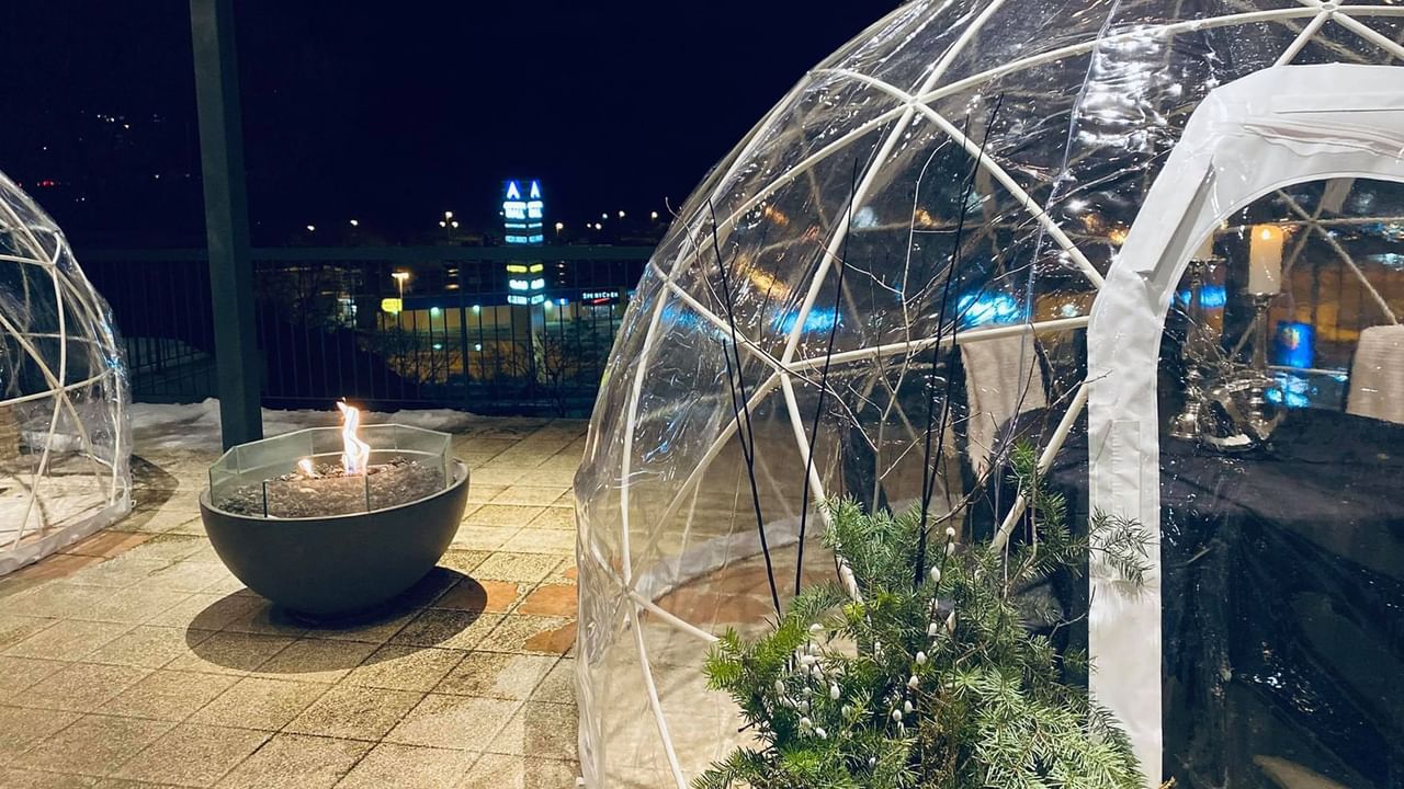 Bubble seating at ROMEOs Kitchen + Spirits