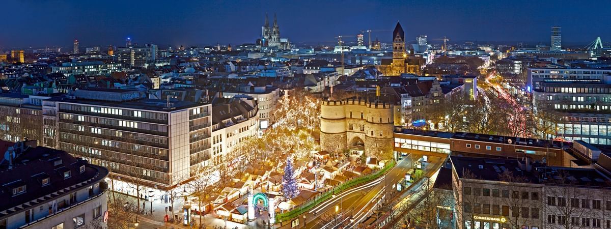 Aerial view of the Christmas market near Classic Hotel Harmonie