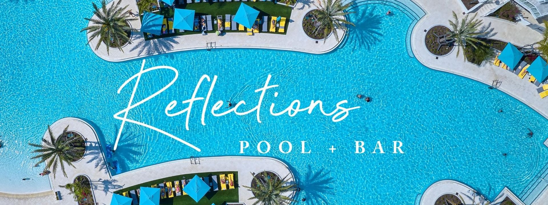 Reflections Pool Overhead with the Reflections Pool Logo