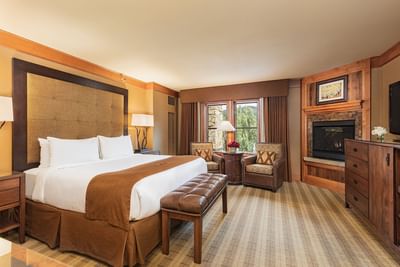 Premium King fireplace room at Wyoming Inn