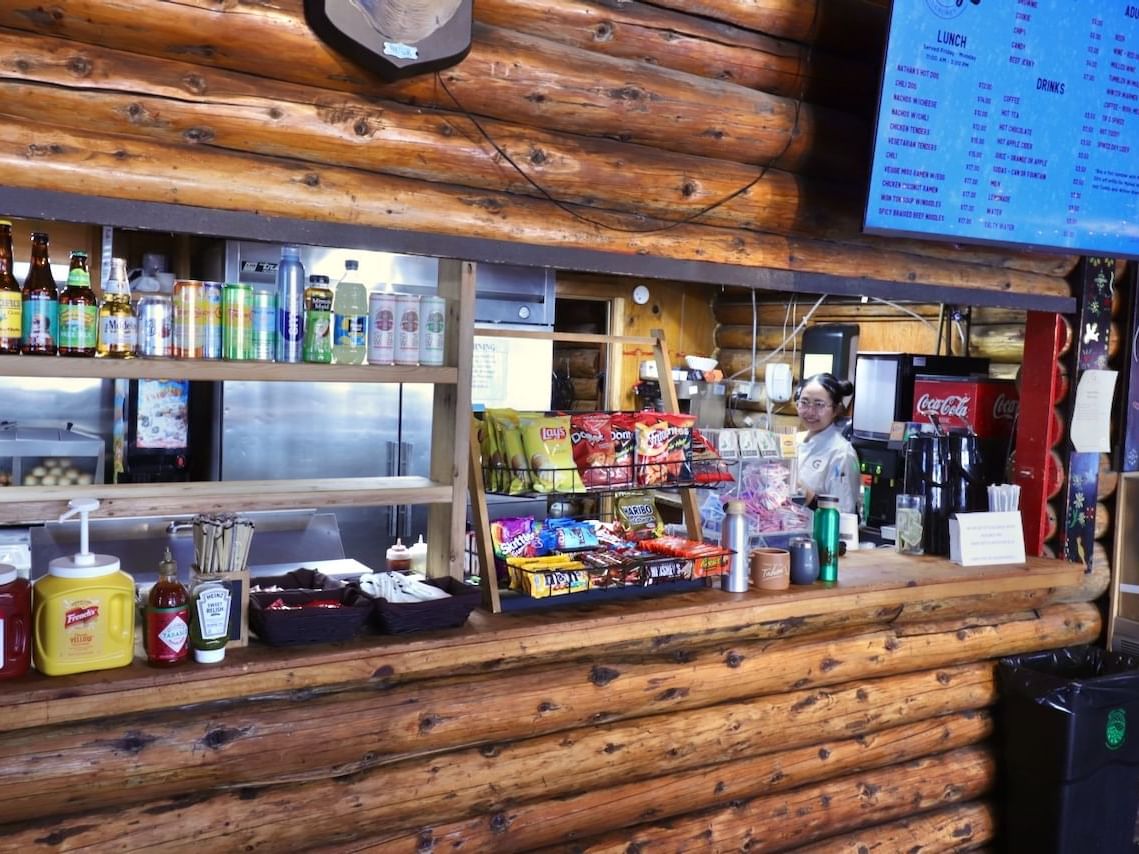 Rusty's serving area in ski hut