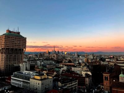 Evening sky & City View from Uptown Palace in Milan