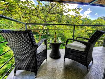 Balcony lounge area in Titi Suite at Jungle Vista Boutique Hotel