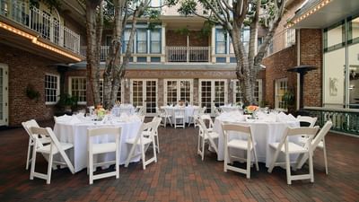Banquet round table setup for a wedding at Horton Grand Hotel