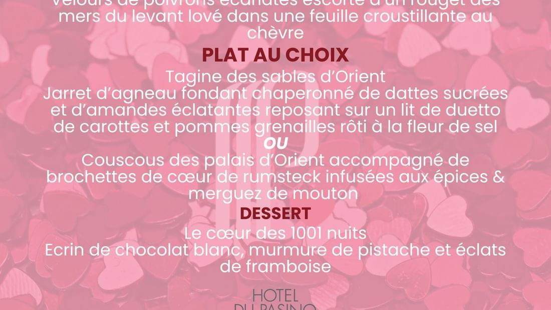 description du menu st valentin